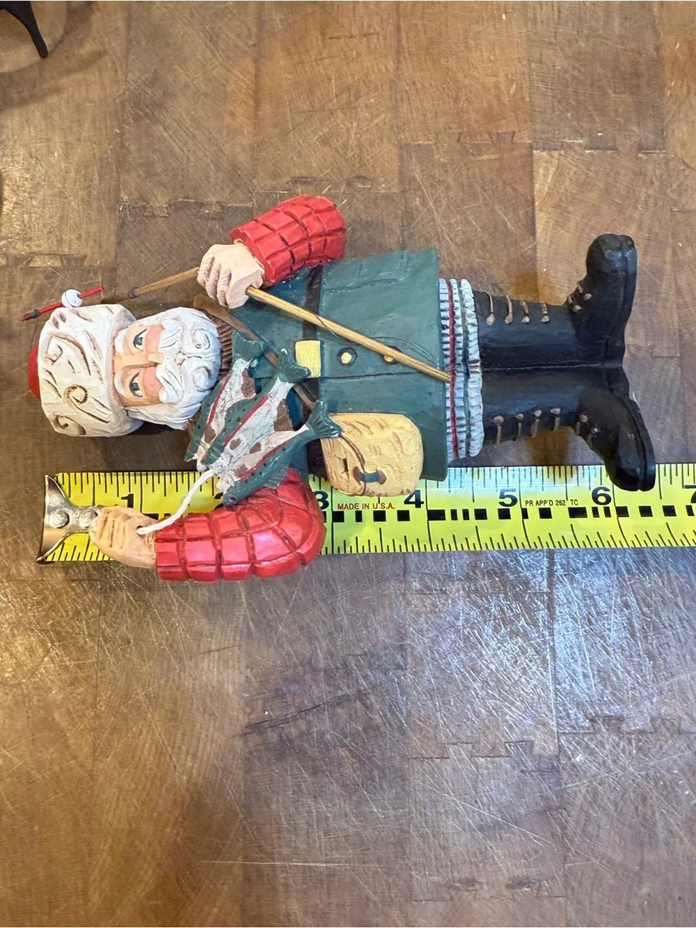 MidWest Holiday Fisherman Santa Figurine - Green & Red Fishing Santa